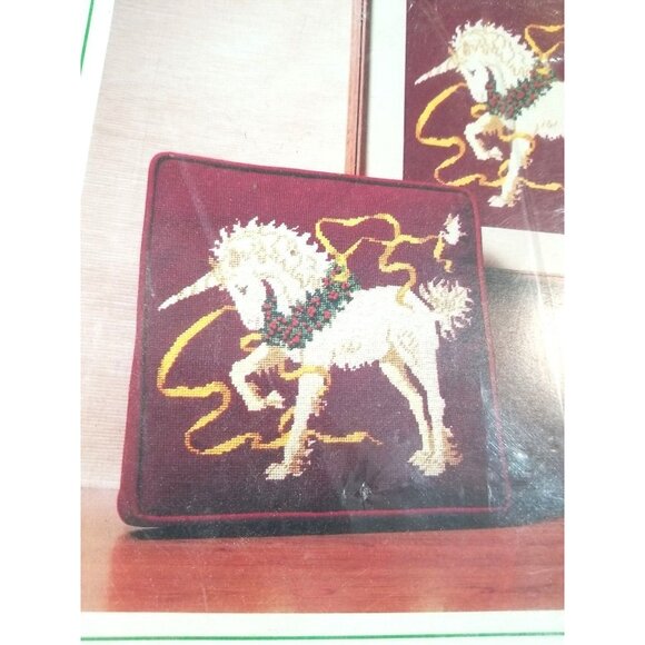 Vintage Sunset Christmas Unicorn Horse Needlepoint Pillow Wall Hanging Kit 6050 - Picture 3 of 5